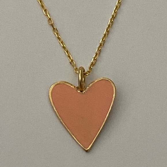 925 Silver peach heart love necklace 18K yellow gold plated - Picture 3 of 5